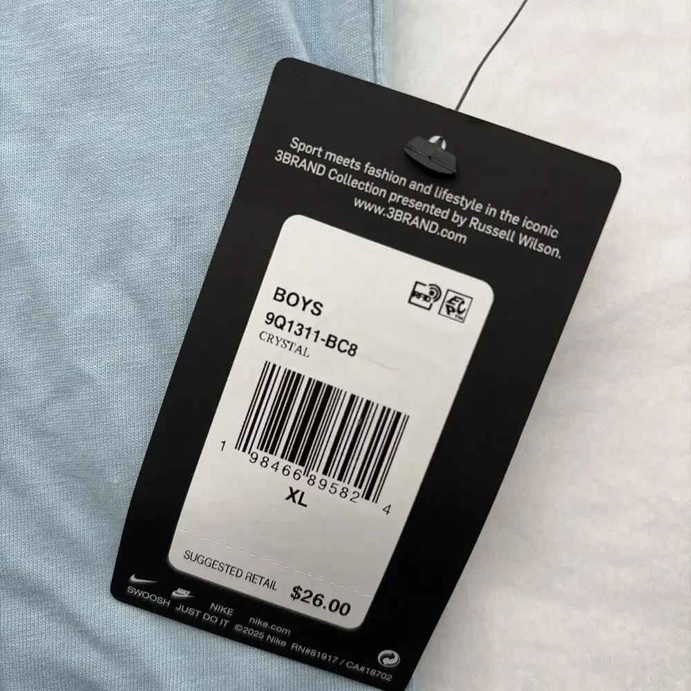 Nike 3Brand T-Shirt Boys XL Blue Sportswear Graphic Swoosh Logo Tee Shirt NEW